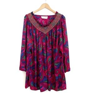 Vintage Oscar de la Renta for Swirl Paisley Print Mini Dress Size 8 Maximalist